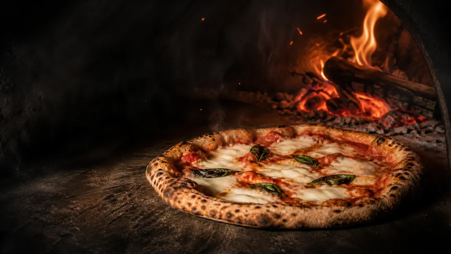 Warm glow from the Pizza Place wood-fired oven