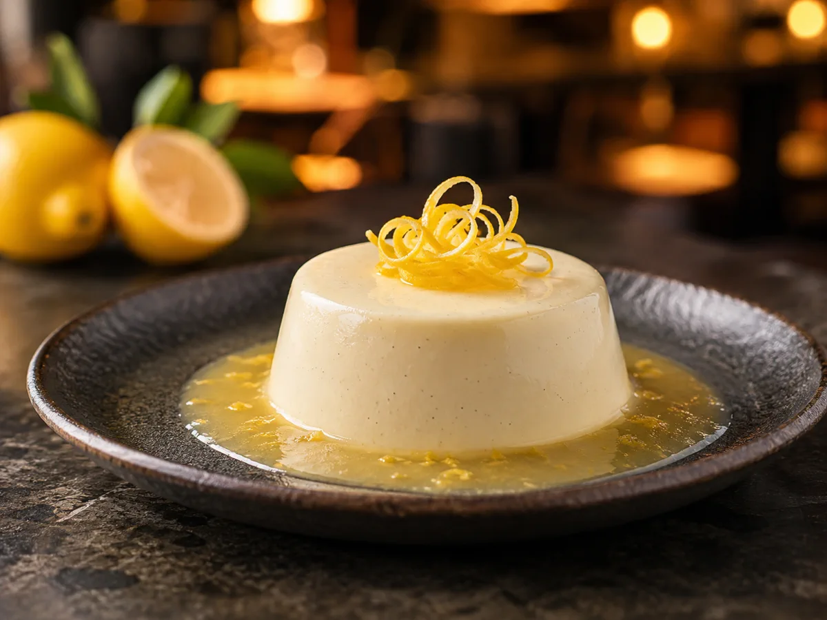Vanilla panna cotta with lemon zest and citrus sauce