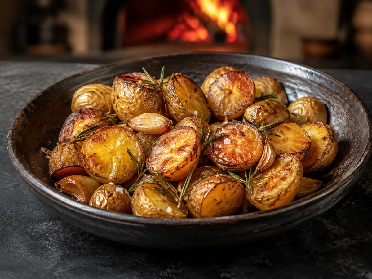 Crisp roasted potatoes with rosemary, garlic and sea salt